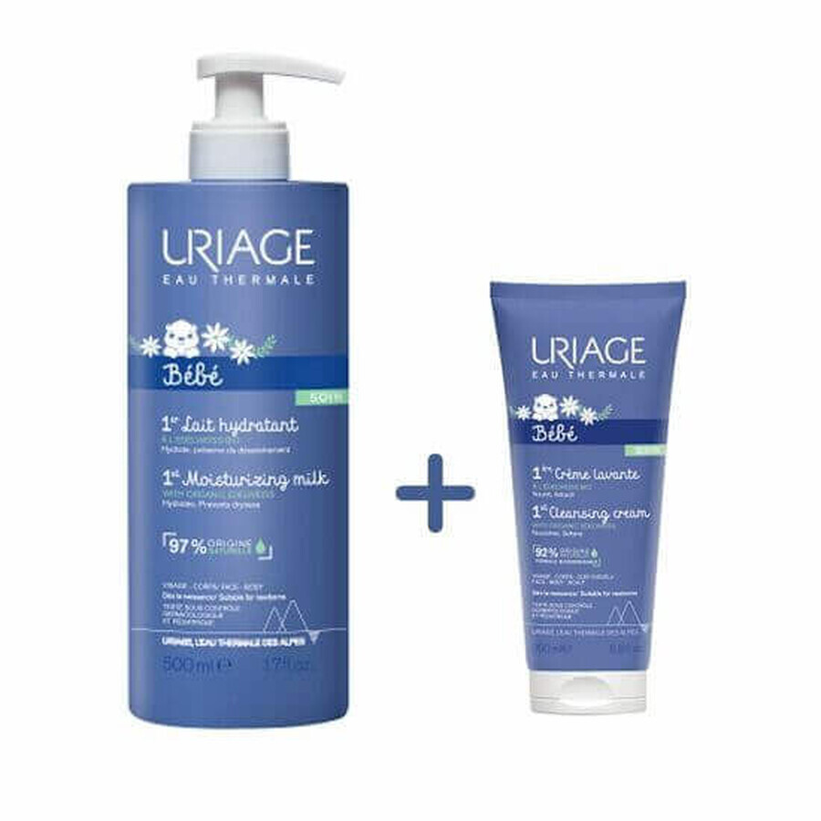 Pacchetto Latte idratante + Crema detergente 1er Bebe, 500 ml + 200 ml, Uriage