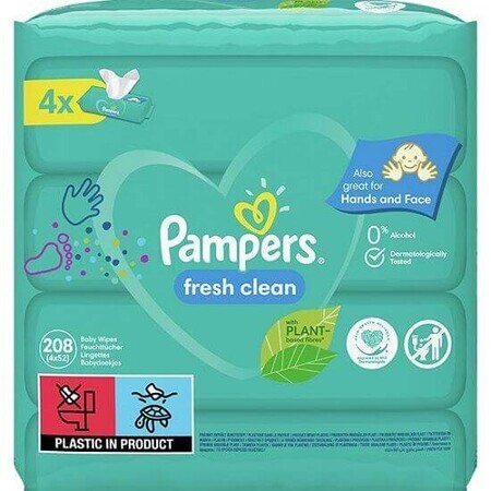 Pack of fresh clean wet wipes, 4x52 pcs, Pampers