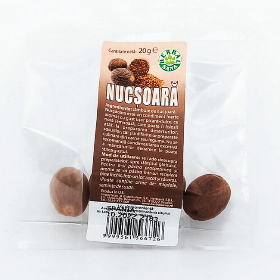 Noce moscata gherigli, 20 gr, Herbal Sana