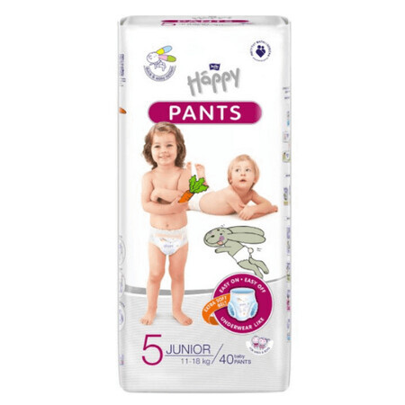 Pañales Pants Junior nº 5, 11-18 kg, 40 piezas, Happy