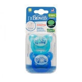 Set di 2 ciucci in silicone Blue PreVent, 0-6 mesi, Dr Brown's