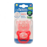 Set di 2 ciucci in silicone rosa PreVent, 0-6 mesi, Dr Brown`s