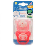 Set di 2 ciucci in silicone rosa PreVent, 6-18 mesi, Dr Brown's