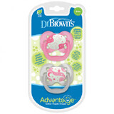 Set di 2 ciucci in silicone con cover Advantage Pink, 0-6 mesi, Dr Brown's