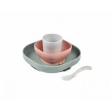 Set tavola in silicone, Eucalyptus, 4 pezzi, Beaba