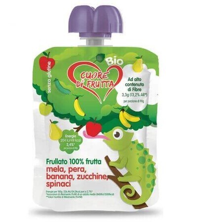 Frullato di frutta e verdura biologico per bambini Cameleon, 90 g, Cuore di frutta