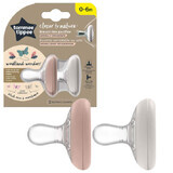 Ciuccio notturno Closer to Nature Breast like Ciuccio, 0-6 mesi, 2 pezzi, Rosa/Grigio, Tommee Tippee