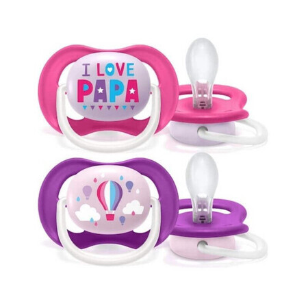 AVENT Soother 6-18 months ultra air girls design text x2 pcs SCF 080/04