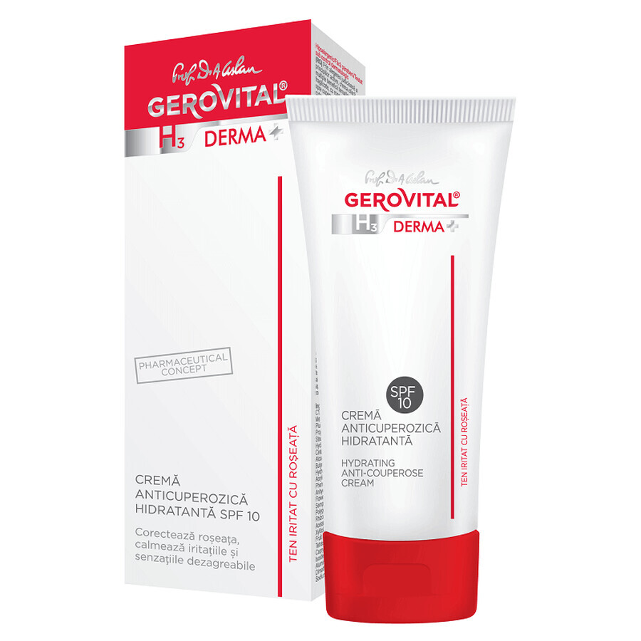 Gerovital Derma+ crema idratante anti-copperosi SPF10, 50ml, Farmec