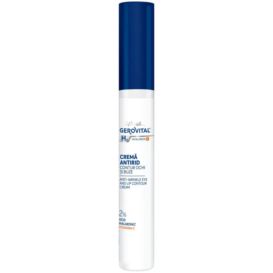 Crema Antirughe Contorno Occhi e Labbra 2% Acido Ialuronico, Gerovital H3 Hyaluron C, 15 ml, Farmec