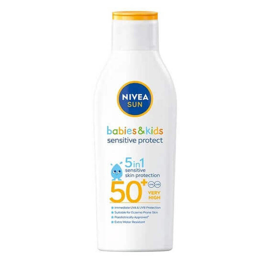 Lozione solare protettiva per bambini SPF 50+ Sensitive Protect, 200 ml, Nivea Sun