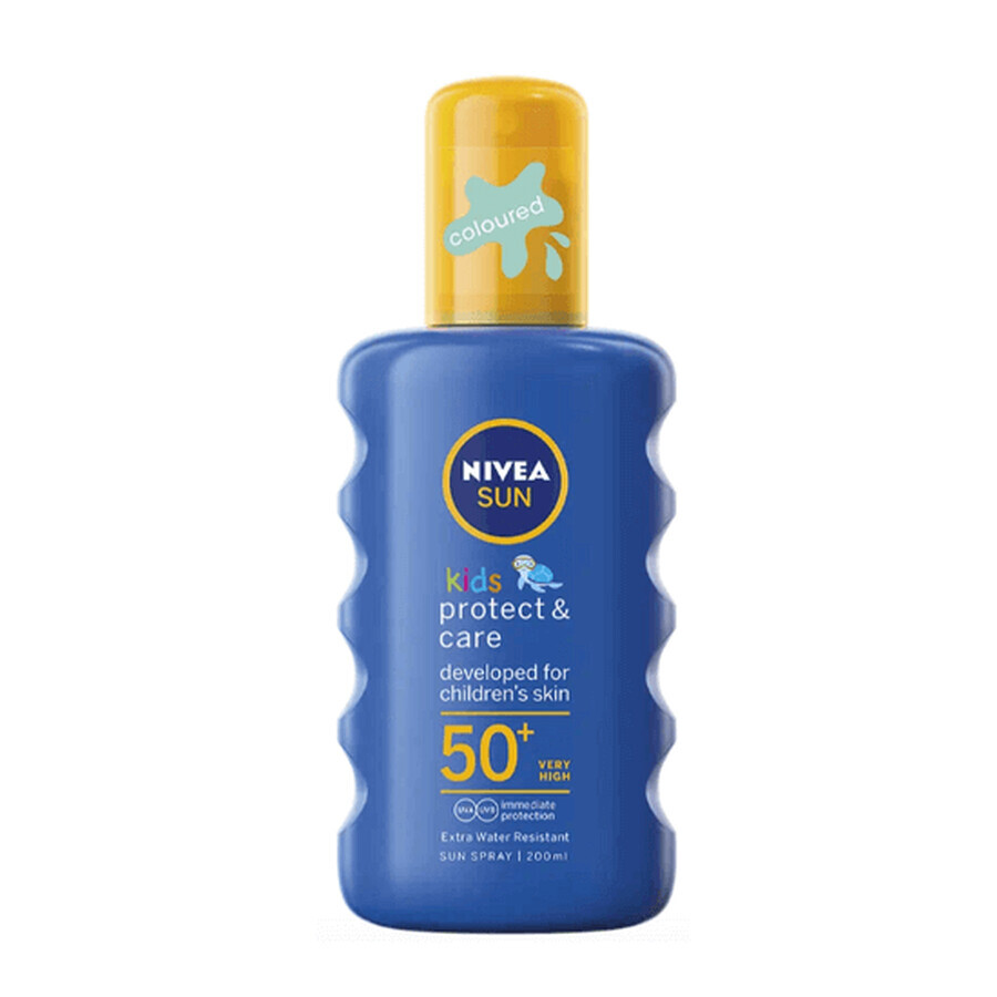 Spray solare colorato per bambini SPF 50+ Protect & Care, 200 ml, Nivea Sun