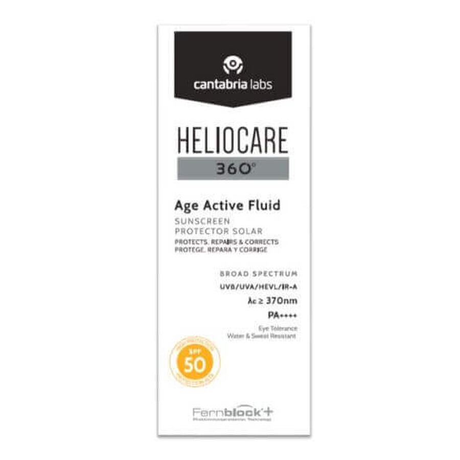 Fluido per la protezione solare con SPF 50 Age Active Heliocare 360, 50 ml, Cantabria Labs