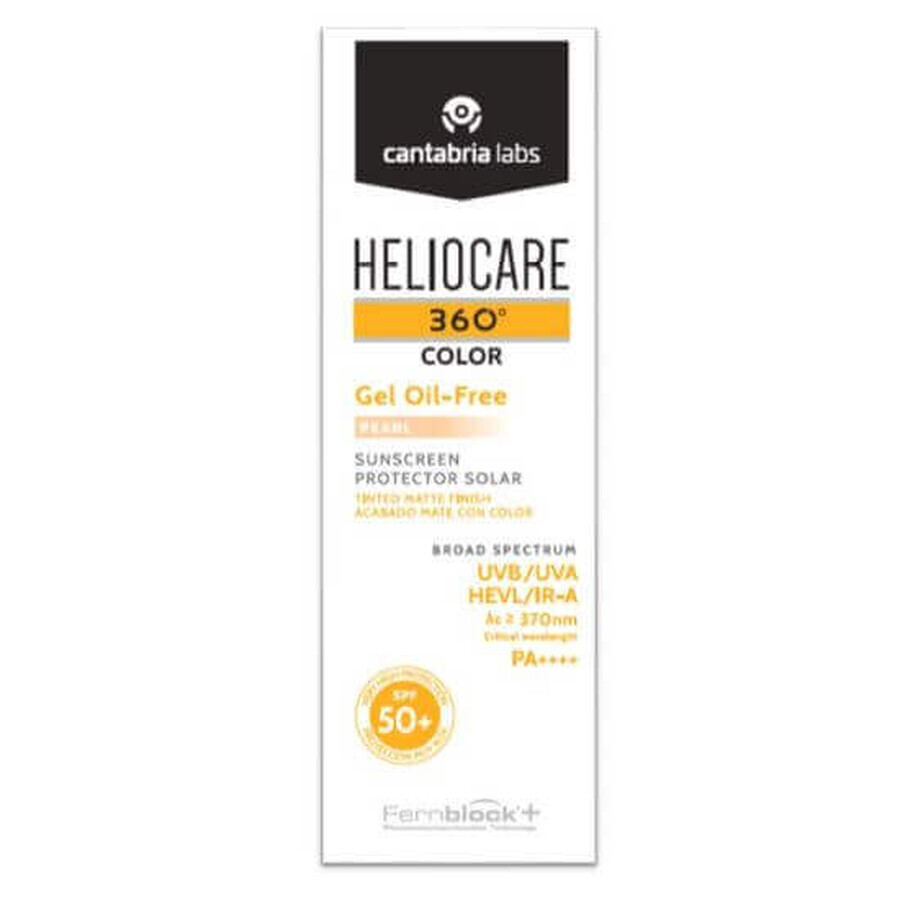 Gel per la protezione solare con SPF 50+ Heliocare 360 ​​​​Color, Nunata Pearl, 50 ml, Cantabria Labs