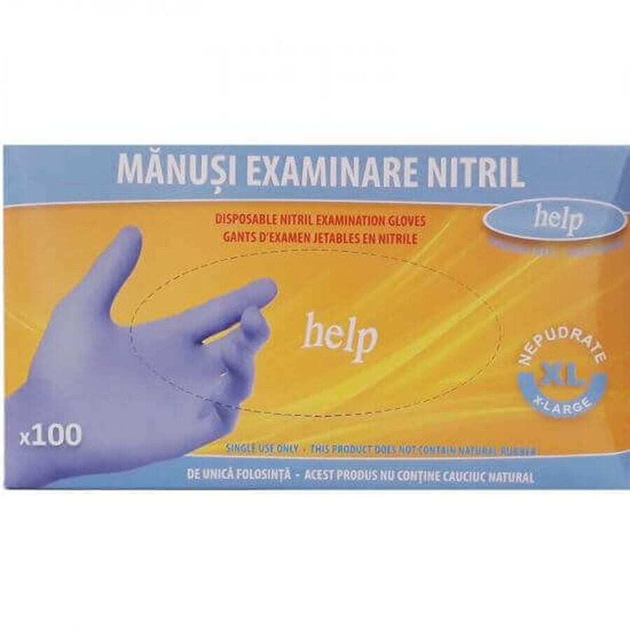 Nitrile examination gloves, XL size, 100 pieces, Help