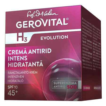 Crema Antirughe Intensamente Idratante con SFP 10, Gerovital H3 Evolution, 50 ml, Farmec