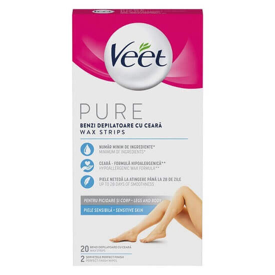 Waxing strips for legs, 20 pieces, Veet