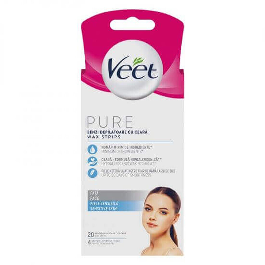 Bandes de cire pour le visage, 20 pièces, Veet