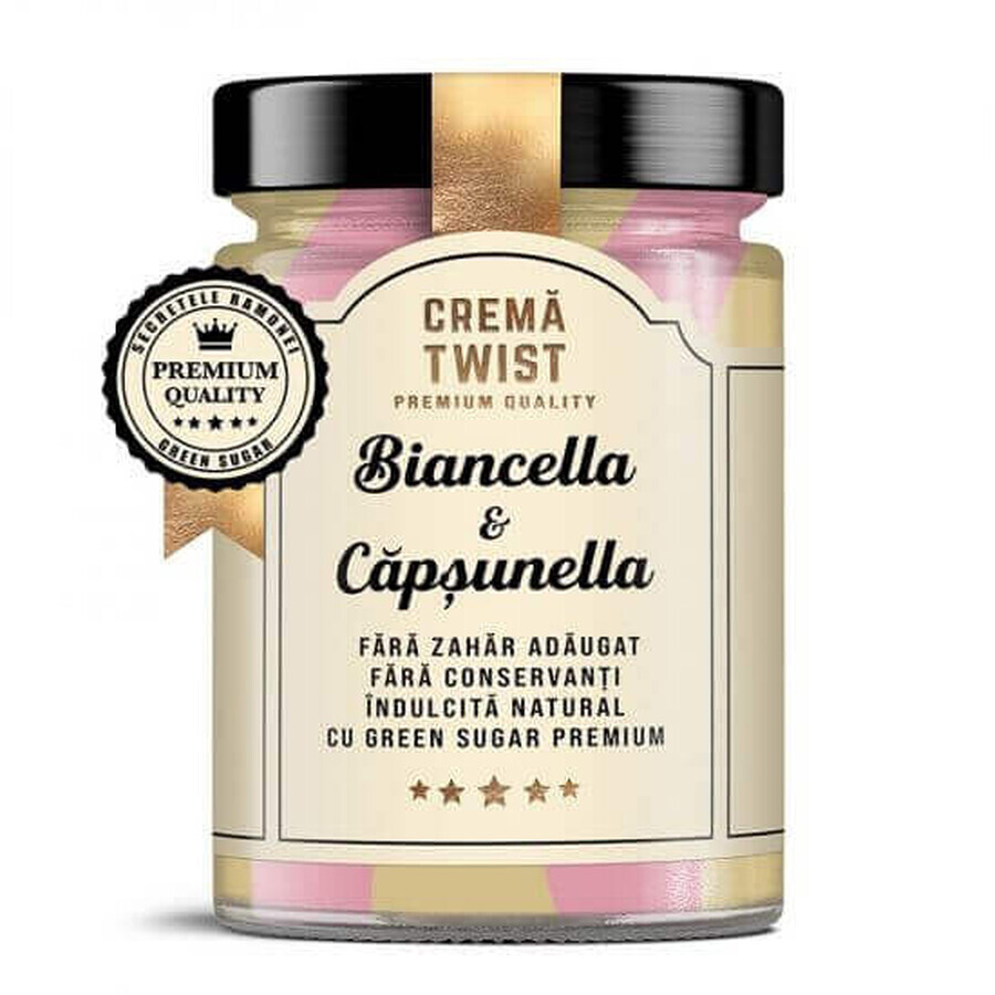 Biancella &amp; Strawberry White Chocolate and Almond Twist Cream Spread, 350 g, Remedia Laboratories