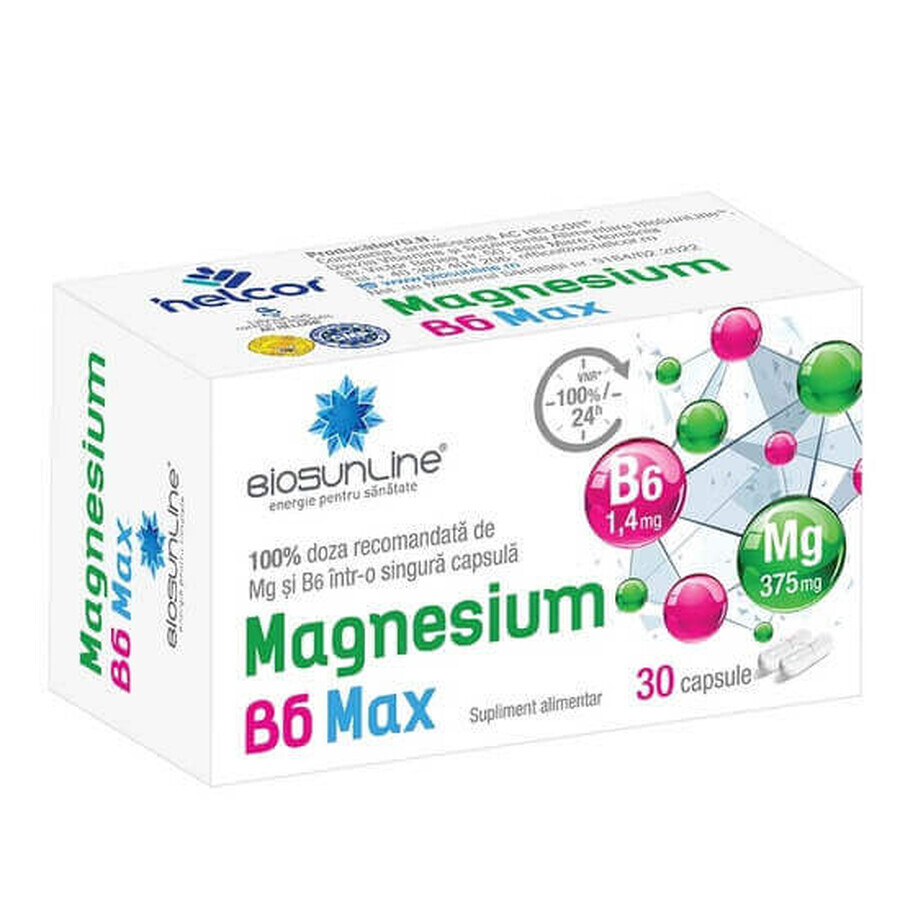 Magnesio B6 Max BioSunLine, 30 cápsulas, Helcor