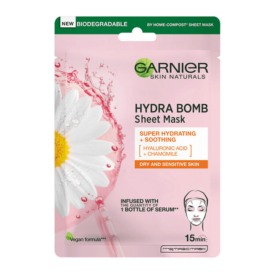 Hydra Bomb Skin Naturals Chamomile Serum Mask, 28 g, Garnier