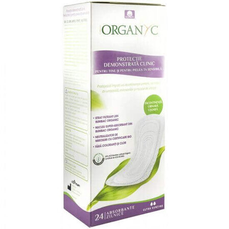 Absorbante ultra subtiri din bumbac organic pentru incontinenta, 24 bucati, Organyc