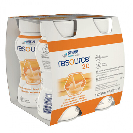 Risorsa 2.0 con ananas e mango, 4 x 200 ml, Nestle