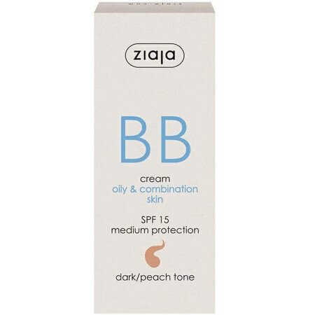 BB cream con SPF 15 Tonalità scura per pelli grasse miste, 50 ml, Ziaja