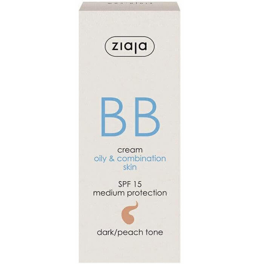 BB cream con SPF 15 Tonalità scura per pelli grasse miste, 50 ml, Ziaja