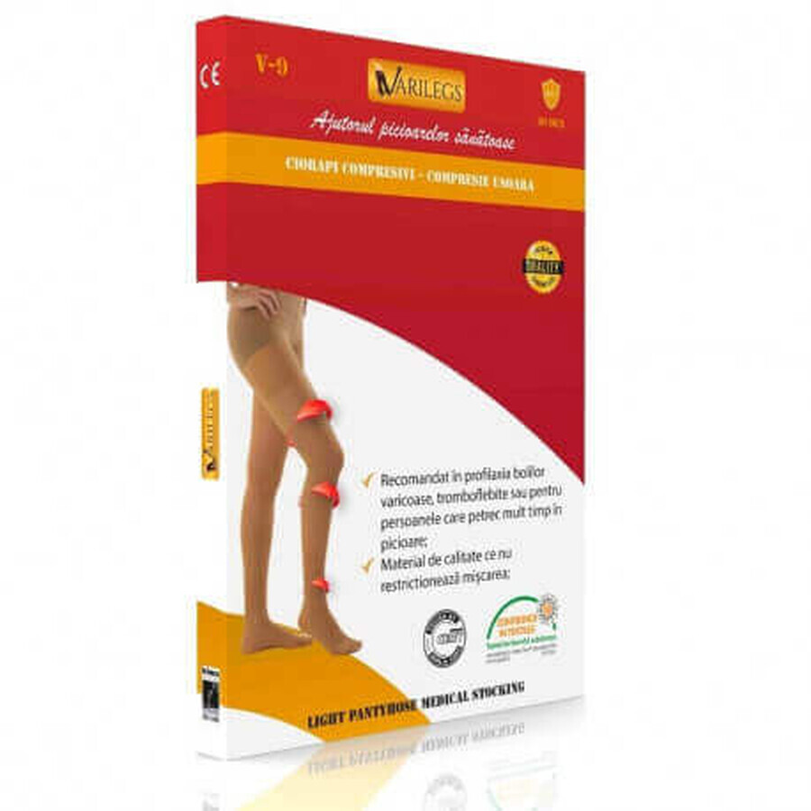 V-9 Calze a compressione leggera, AT , Beige, 8-11 MmHg, S