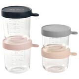 Set di 4 contenitori in vetro, 2x150 ml, 2x250 ml, Rosa, Beaba