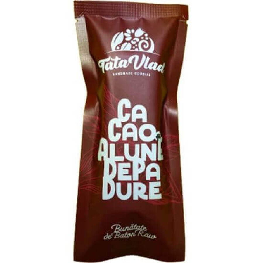 Raw vegan bar with cocoa and hazelnuts, 45 g, Tata Vlad