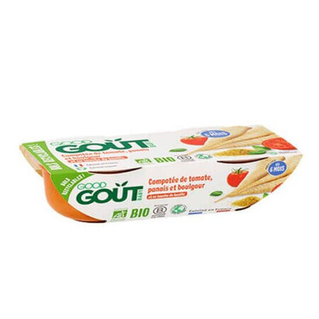 Alimento biologico a base di pomodoro, pastinaca e bulgur, +6 mesi, 2x190gr, Buona Gotta