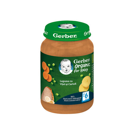 Organic vegetable puree with veal and potatoes, 190 gr, Gerber