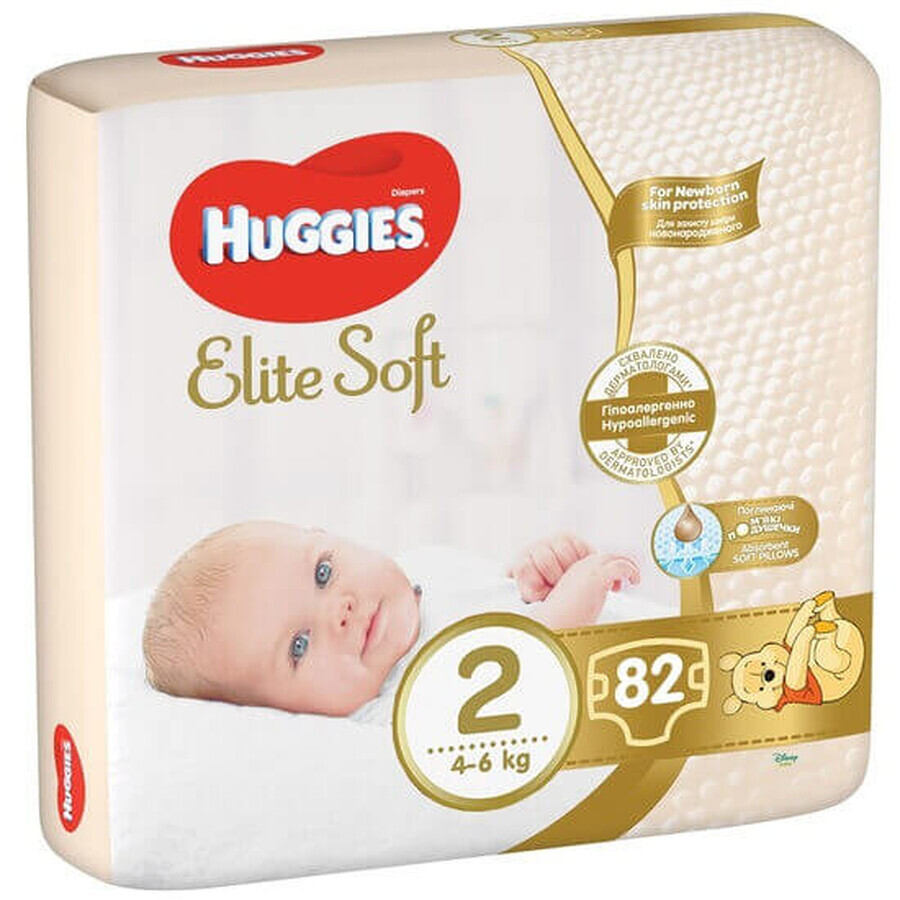 Pañales Nr.2 Elite Soft, 4-6 kg, 82 uds, Huggies