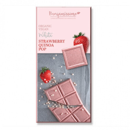 Cioccolato bianco con fragole e quinoa bio, 70g, Benjamissimo