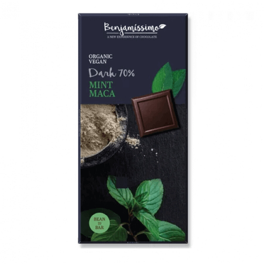 Cioccolato con menta e maca, 70g, Benjamissimo