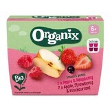 Purea bio ecologica con mela, lampone, fragola e ribes nero, +6 mesi, 400 gr, Organix