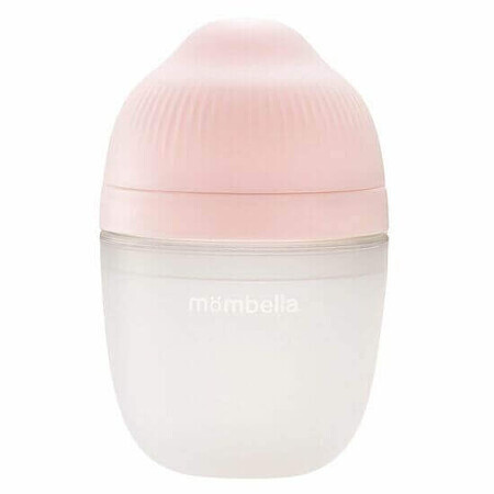 Biberon anticolico simile al seno, 100% silicone, rosa antico, 210 ml, Mombella