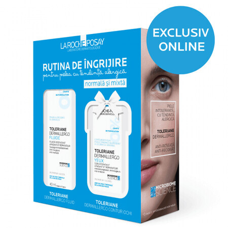 Confezione Toleriane Dermallergo Fluido idratante, lenitivo e riparatore, 40 ml + Crema idratante, lenitiva e riparatrice per il contorno occhi, 20 ml, La Roche-Posay