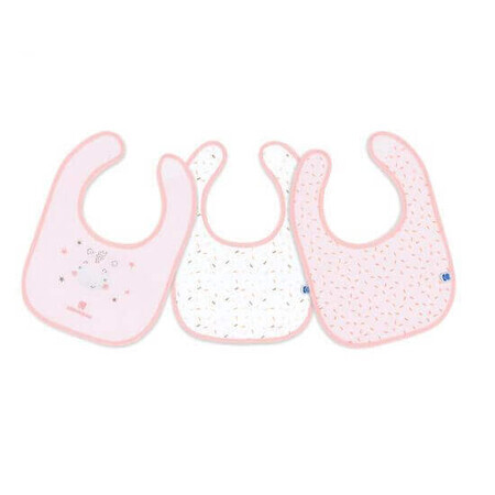 Set of 3 Terry waterproof bibs, Pink, Kikka Boo