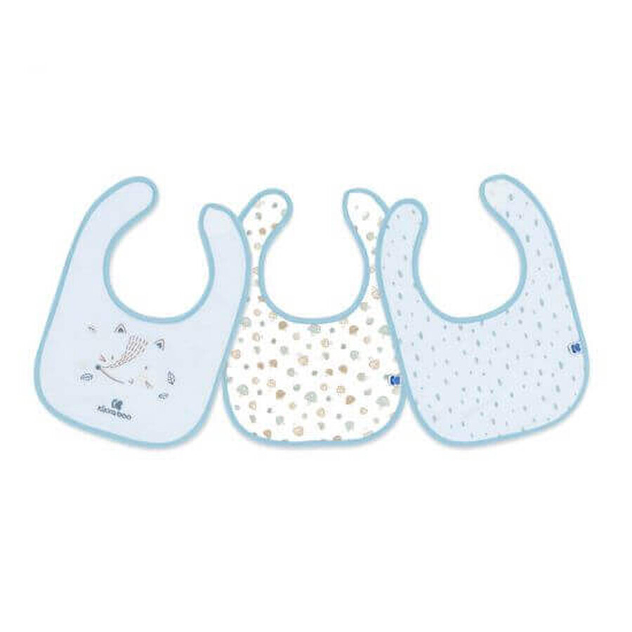 Set of 3 Terry waterproof bibs, Blue, Kikka Boo