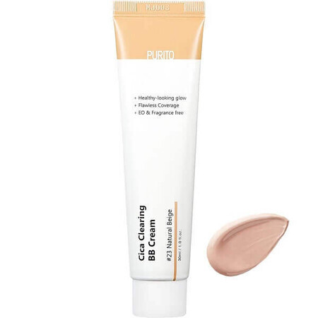 Crema colorante viso BB Cream 23 Natural Beige Cica Clearing, 30 ml, Purito