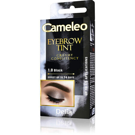 Crema colorante per sopracciglia tonalità Nero, 15 ml, Delia Cosmetics