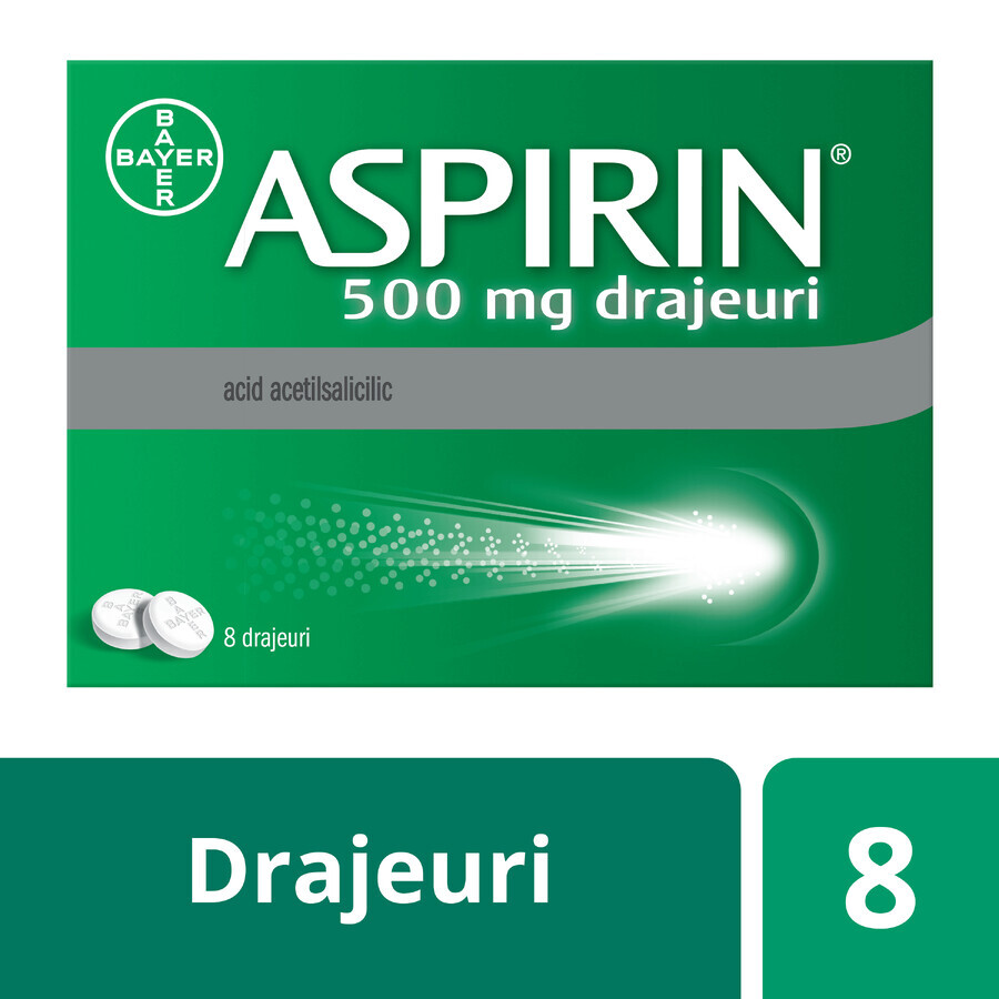 Aspirin 500 mg, 8 tablets, Bayer