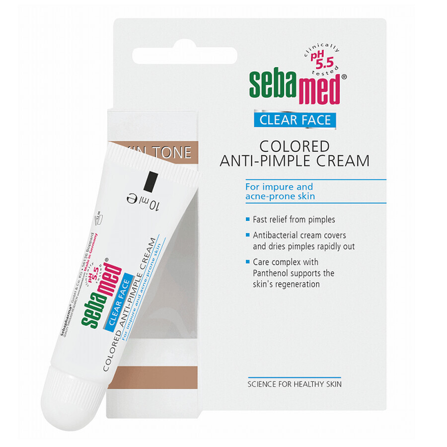 Crema correttiva dermatologica colorata antiacne Clear Face, 10 ml, Sebamed