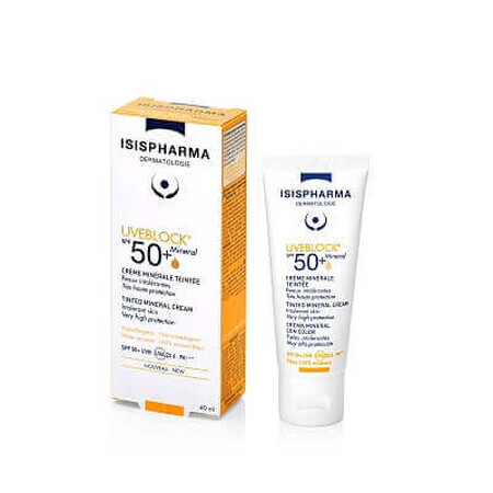 Crema solare UVEBLOCK SPF 50+ Tinted Mineral, 40 ml, Isis Pharma