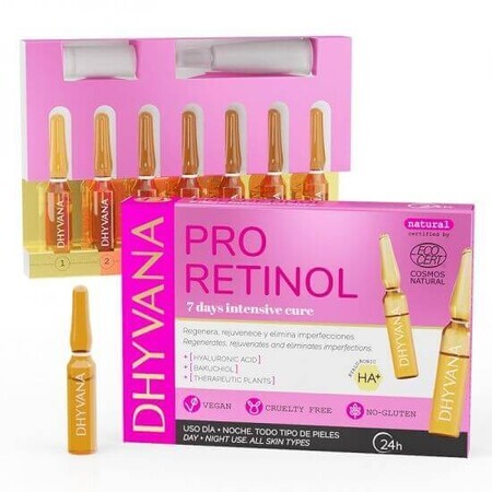 Siero per la pelle Pro Retinol, 7 fiale x 2 ml, Dhyvana