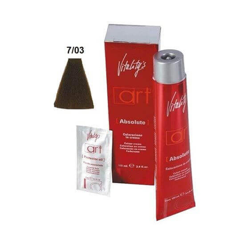 Tintura per capelli permanente Vitality's Art Absolute con ammoniaca Warm Blonde Medium 7.03 100ml