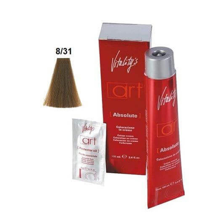 Tintura per capelli permanente Vitality's Art Absolute con ammoniaca 8.31 Biondo Chiaro Sabbia 100ml